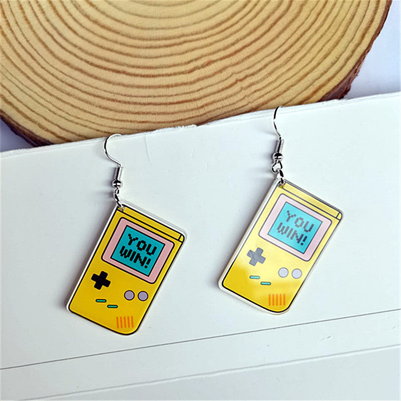 Wholesale Retro Nostalgic Rubik's Cube Game Console Skates Acrylic Earrings